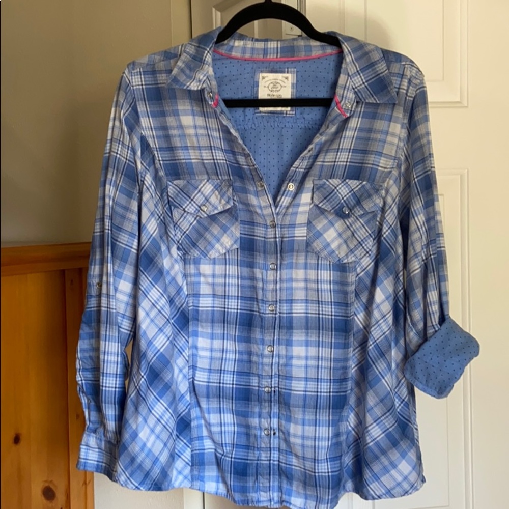 Blue plaid shirt